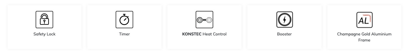 RUBINE Electric Hob KONSTEC Heat Control  (RCH-RENZO42-BL